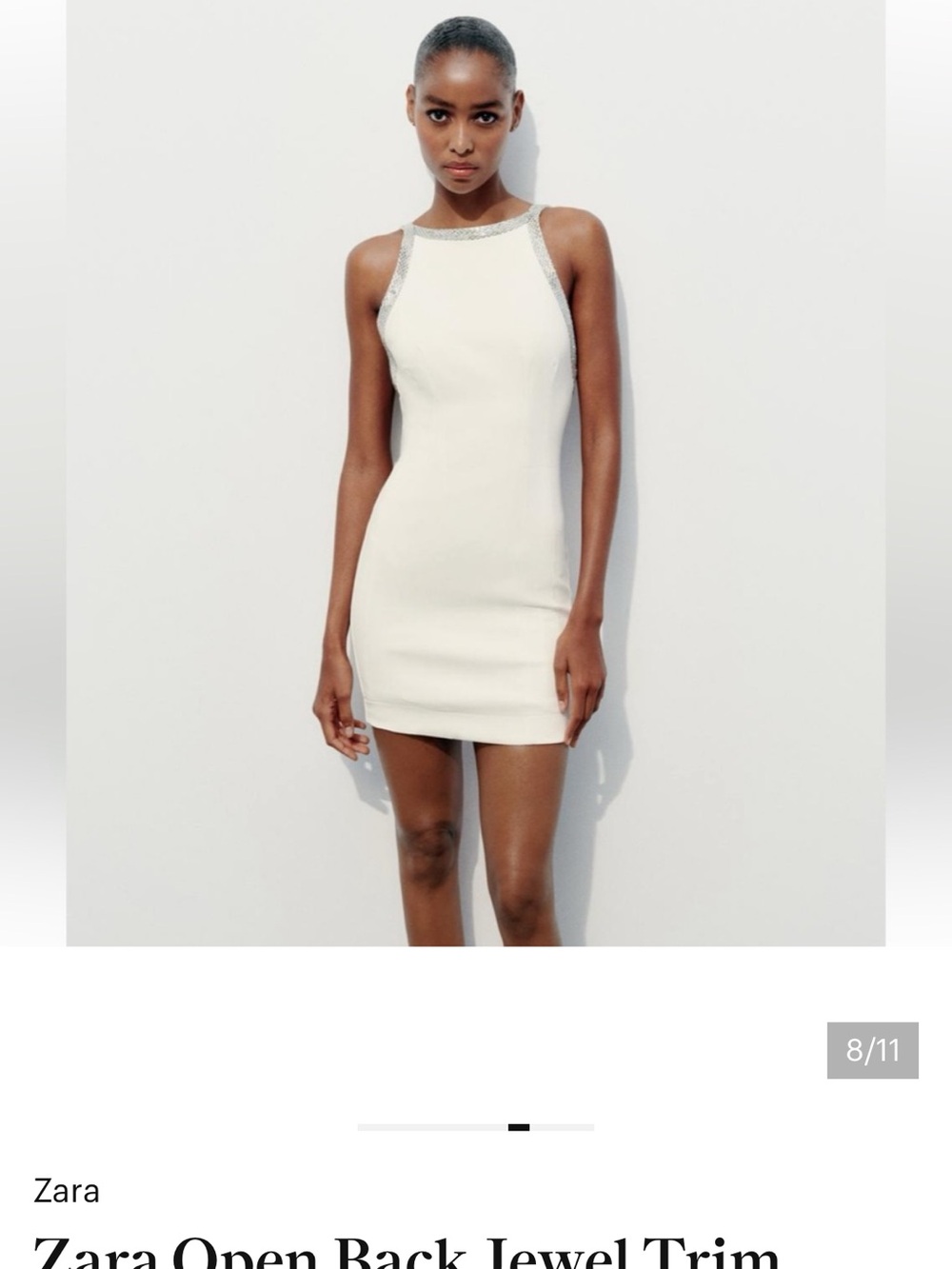 Zara Cream Mini Dress with Jeweled Trim NWOT